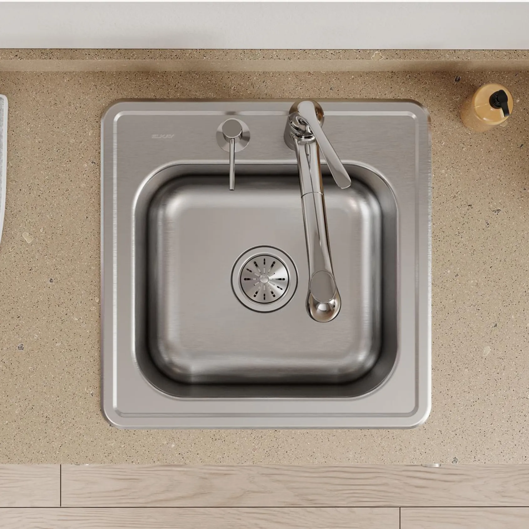 Elkay Celebrity 20" Drop In/Topmount Stainless Steel Laundry/Utility Sink, Brushed Satin, 2 Faucet Holes, ESE2020102