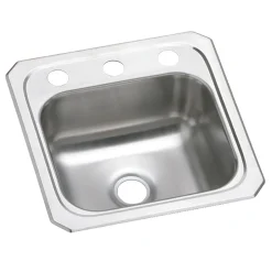 Elkay Celebrity 15" Rectangular Stainless Steel ADA Bar/Prep Sink, Brushed Satin, 3 Faucet Holes, BCR153