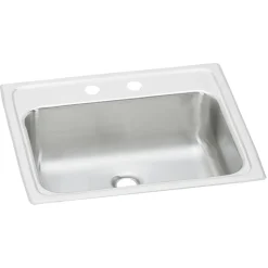 Elkay Celebrity 19" Rectangular Drop In/Topmount Stainless Steel ADA Bathroom Sink, Brushed Satin, 2 Faucet Holes, PSLVR19172