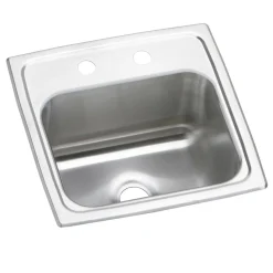Elkay Celebrity 15" Rectangular Stainless Steel ADA Bar/Prep Sink, Brushed Satin, MR2 Faucet Holes, BPSR15MR2