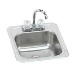 Elkay Celebrity 15" Rectangular Stainless Steel Bar/Prep Sink Kit with Faucet, Brushed Satin, 2 Faucet Holes, BCRA150C