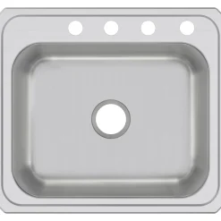 Elkay Celebrity 25" Stainless Steel Kitchen Sink, 20 Gauge, Brushed Satin, 4 Faucet Hole, CR25224