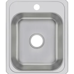 Elkay Celebrity 17" Stainless Steel Kitchen Sink, 20 Gauge, Brushed Satin, 1 Faucet Hole, CR17211