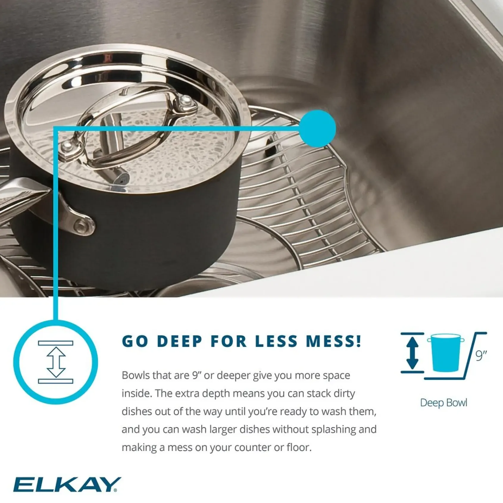 Elkay Celebrity 20" Stainless Steel Laundry Sink, Brushed Satin, 1 Faucet Hole, ESE2020101