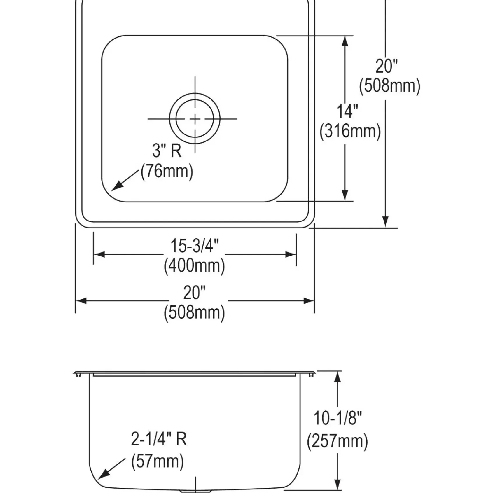 Elkay Celebrity 20" Stainless Steel Laundry Sink, Brushed Satin, 3 Faucet Hole, ESE2020103