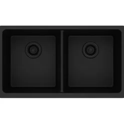 Elkay Classic 33" Quartz Kitchen Sink, 50/50 Double Bowl, Black, ELGU3322BK0