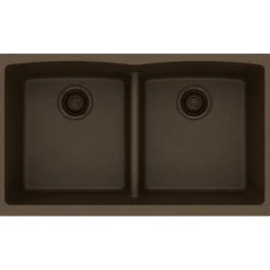 Elkay Classic 33" Quartz Kitchen Sink, 50/50 Double Bowl, Mocha, ELGDULB3322MC0