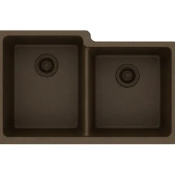 Elkay Classic 33" Quartz Kitchen Sink, 50/50 Double Bowl, Mocha, ELGU250RMC0