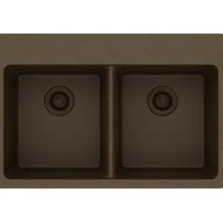 Elkay Classic 33" Quartz Kitchen Sink, 50/50 Double Bowl, Mocha, Pre-scored for up to 5 Faucet Hole, ELG3322MC0