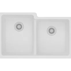 Elkay Classic 33" Quartz Kitchen Sink, 50/50 Double Bowl, White, ELGU250RWH0