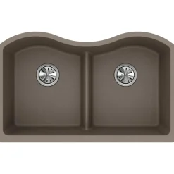 Elkay Classic 33" Quartz Kitchen Sink, 50/50 Double Bowl, Greige, ELGULB3322GR0