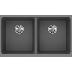Elkay Classic 33" Quartz Kitchen Sink, 50/50 Double Bowl, Greystone, ELGU3322GS0