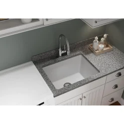 Elkay Classic 25" Quartz Laundry Sink, White, ELGU251912PDWH0