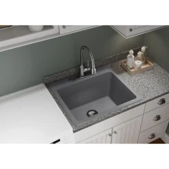 Elkay Classic 25" Quartz Laundry Sink, Greystone, ELG252212PDGS0