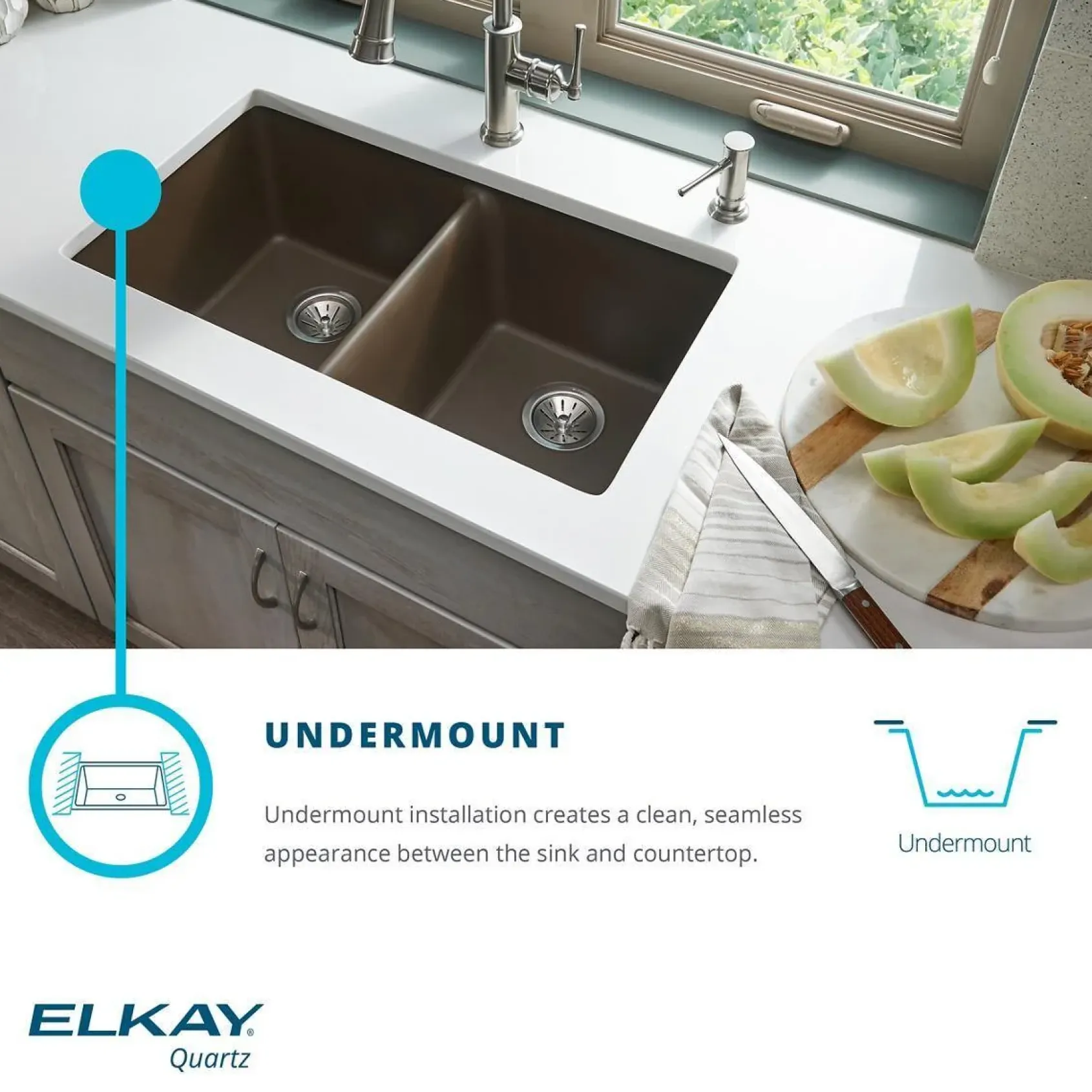 Elkay Classic 25" Quartz Laundry Sink, Putty, ELGU251912PDPT0