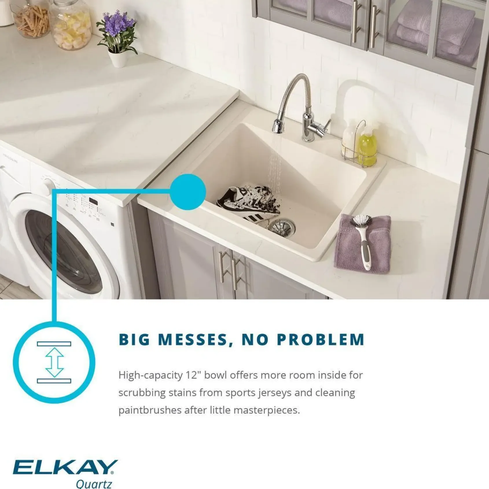 Elkay Classic 25" Quartz Laundry Sink, Putty, ELGU251912PDPT0