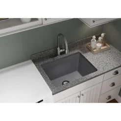 Elkay Classic 25" Quartz Laundry Sink, Greystone, ELGU251912PDGS0