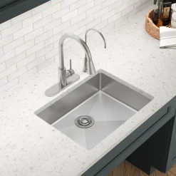 Elkay Crosstown 25" Dual Mount Stainless Steel ADA Kitchen Sink, Polished Satin, 2 Faucet Holes, ECTSRAD2522602