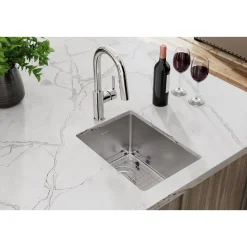 Elkay Crosstown 14" Rectangular Stainless Steel Bar/Prep Sink with Faucet, Polished Satin, 18 Gauge, ECTRU12179TFCBC