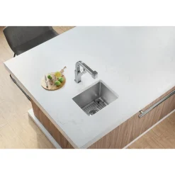 Elkay Crosstown 15" Stainless Steel Bar Sink Kit, Polished Satin, 2 Faucet Holes, ECTSR15159TBG2