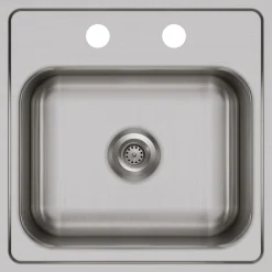 Elkay Dayton 15" Stainless Steel Bar Sink Kit, Elite Satin, 2 Faucet Holes, DSEP1515C