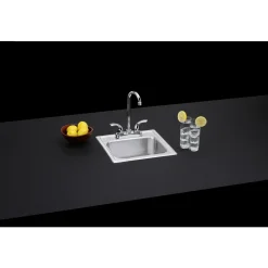 Elkay Dayton 15" Stainless Steel Bar Sink Kit, Elite Satin, 2 Faucet Holes, DSEP1515C