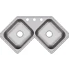 Elkay Dayton 32" Stainless Steel Corner Kitchen Sink, 45/55 Double Bowl, 20 Gauge, Elite Satin, 3 Faucet Hole, DE217323, 3-Hole