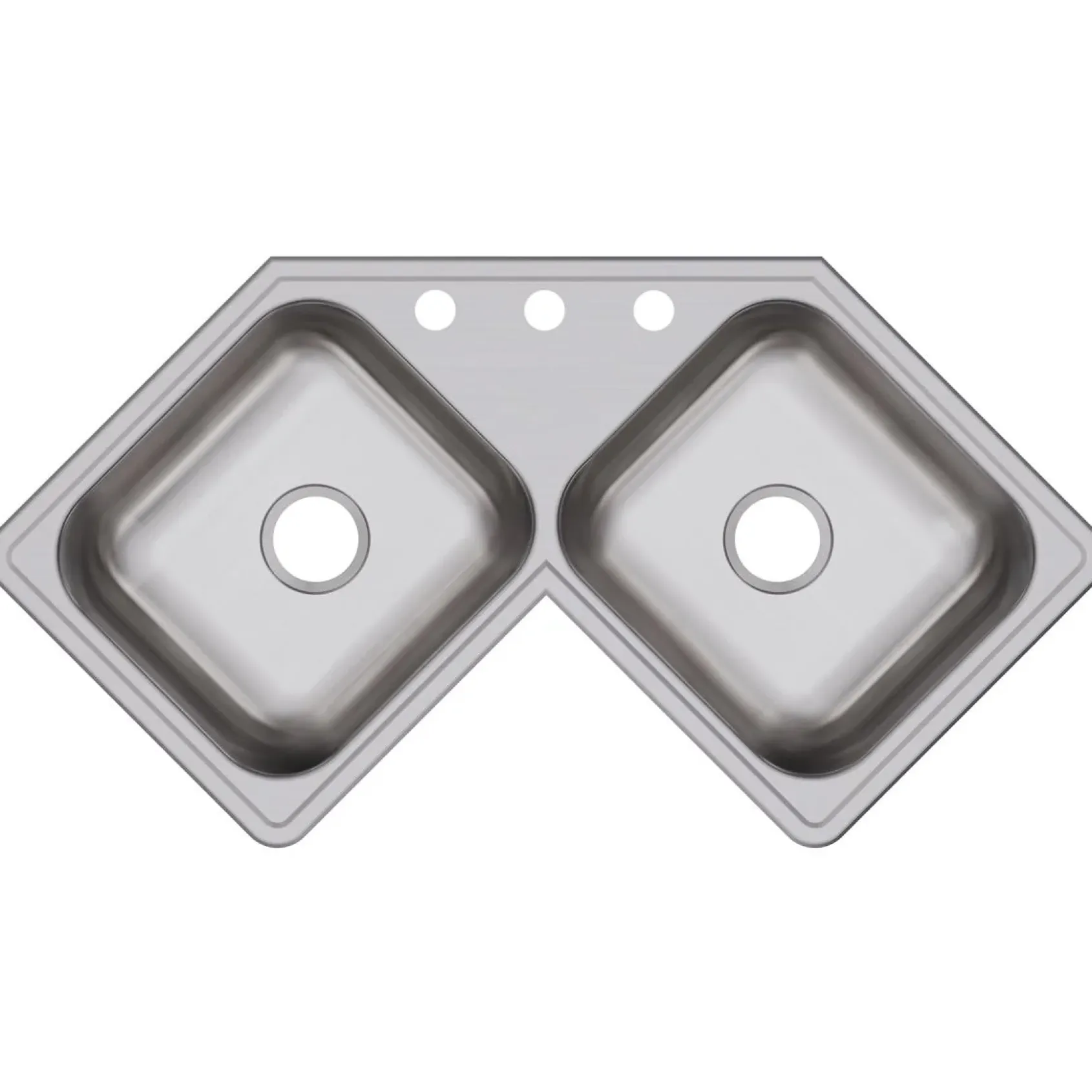 Elkay Dayton 32" Stainless Steel Corner Kitchen Sink, 45/55 Double Bowl, 20 Gauge, Elite Satin, 3 Faucet Hole, DE217323, 3-Hole