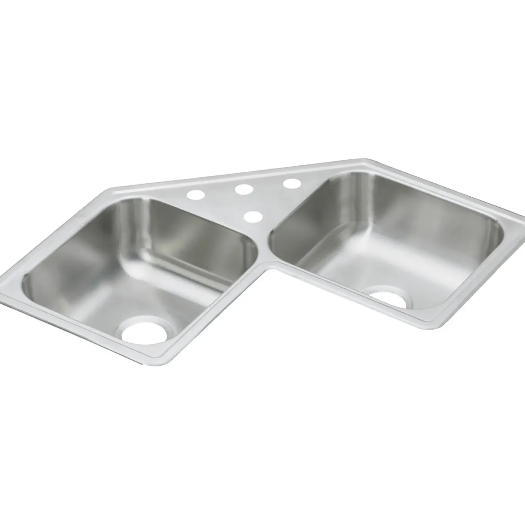 Elkay Dayton 32" Stainless Steel Corner Kitchen Sink, 45/55 Double Bowl, 20 Gauge, Elite Satin, 3 Faucet Hole, DE217323, 3-Hole
