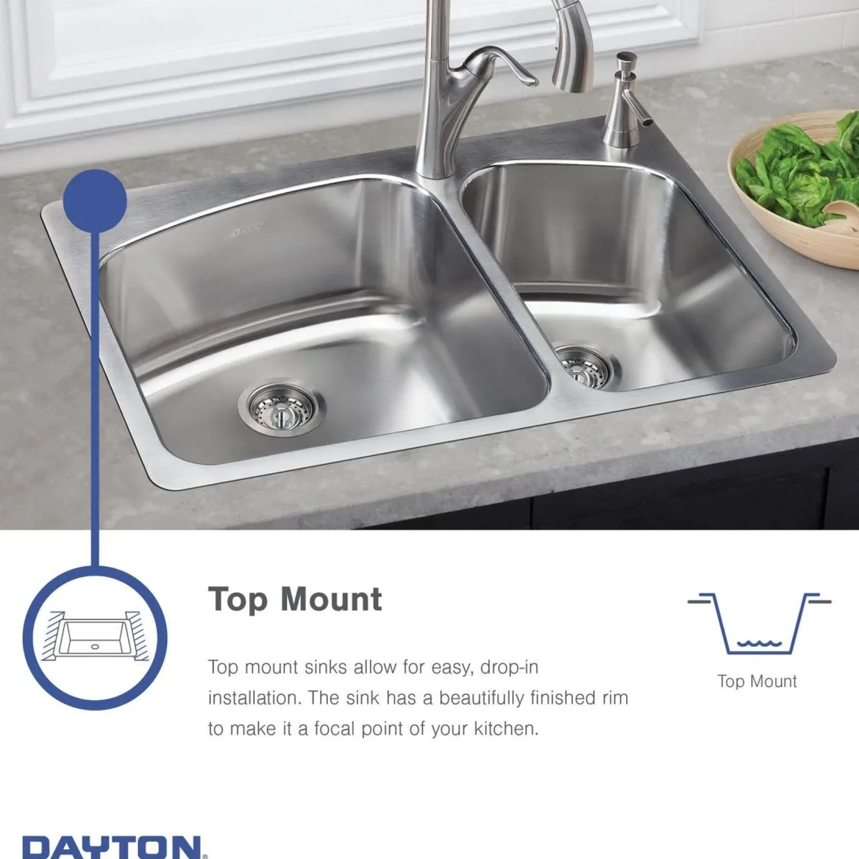 Elkay Dayton 32" Stainless Steel Corner Kitchen Sink, 45/55 Double Bowl, 20 Gauge, Elite Satin, 3 Faucet Hole, DE217323, 3-Hole