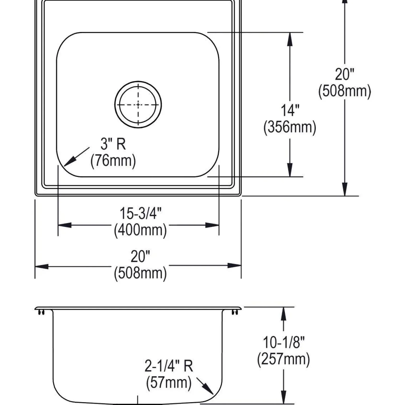 Elkay Dayton 20" Stainless Steel Laundry Sink, Premium Highlighted Satin, OS4 Faucet Hole, DPC1202010OS4