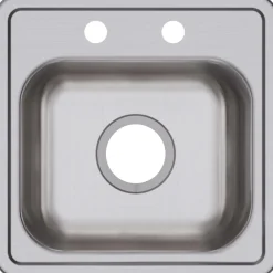 Elkay Dayton 15" Stainless Steel Bar Sink, Satin, 2 Faucet Holes, D115162