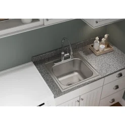 Elkay Dayton 20" Stainless Steel Laundry Sink, Premium Highlighted Satin, 1 Faucet Hole, DPC12020101