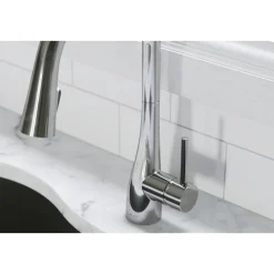 Elkay Forward Only Lever Handle Pull-down Spray Spout Brass ADA Kitchen Faucet, Chrome, LKGT4083CR