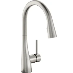 Elkay Forward Only Lever Handle Pull-down Spray Spout Brass ADA Kitchen Faucet, Lustrous Steel, LKGT4083LS