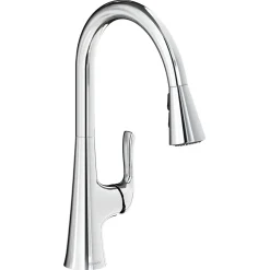 Elkay Harmony Forward Only Lever Handle Pull-down Spray Spout Brass ADA Kitchen Faucet, Chrome, LKHA1041CR