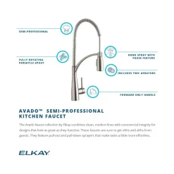 Elkay LKAV4061CR Avado Single Hole Kitchen Faucet with Semi-Professional Spout Forward Only Lever Handle Chrome