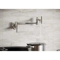 Elkay LKAV4091LS Avado Wall Mount Single Hole Pot Filler Kitchen Faucet with Lever Handles Lustrous Steel
