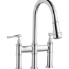 Elkay LKEC2037CR Explore Three Hole Bridge Faucet with Pull-down Spray and Lever Handles Chrome