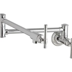 Elkay LKEC2091CR Explore Wall Mount Single Hole Pot Filler Kitchen Faucet with Lever Handles Chrome