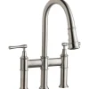 Elkay LKEC2037LS Explore Three Hole Bridge Faucet with Pull-down Spray and Lever Handles Lustrous Steel