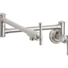 Elkay LKEC2091LS Explore Wall Mount Single Hole Pot Filler Kitchen Faucet with Lever Handles Lustrous Steel