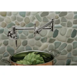 Elkay LKEC2091PN Explore Wall Mount Single Hole Pot Filler Kitchen Faucet with Lever Handles Polished Nickel