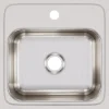 Elkay Lustertone 15" Stainless Steel Bar Sink, Lustrous Satin, 1 Faucet Hole, BLR15601