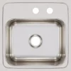 Elkay Lustertone 15" Stainless Steel Bar Sink, Lustrous Satin, 2 Faucet Holes, BLR15MR2