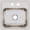 Elkay Lustertone 15" Stainless Steel Bar Sink, Lustrous Satin, 2 Faucet Holes, BLR152
