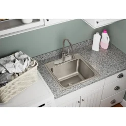Elkay Lustertone 20" Stainless Steel Laundry Sink, Lustrous Satin, 1 Faucet Hole, DLR1919101