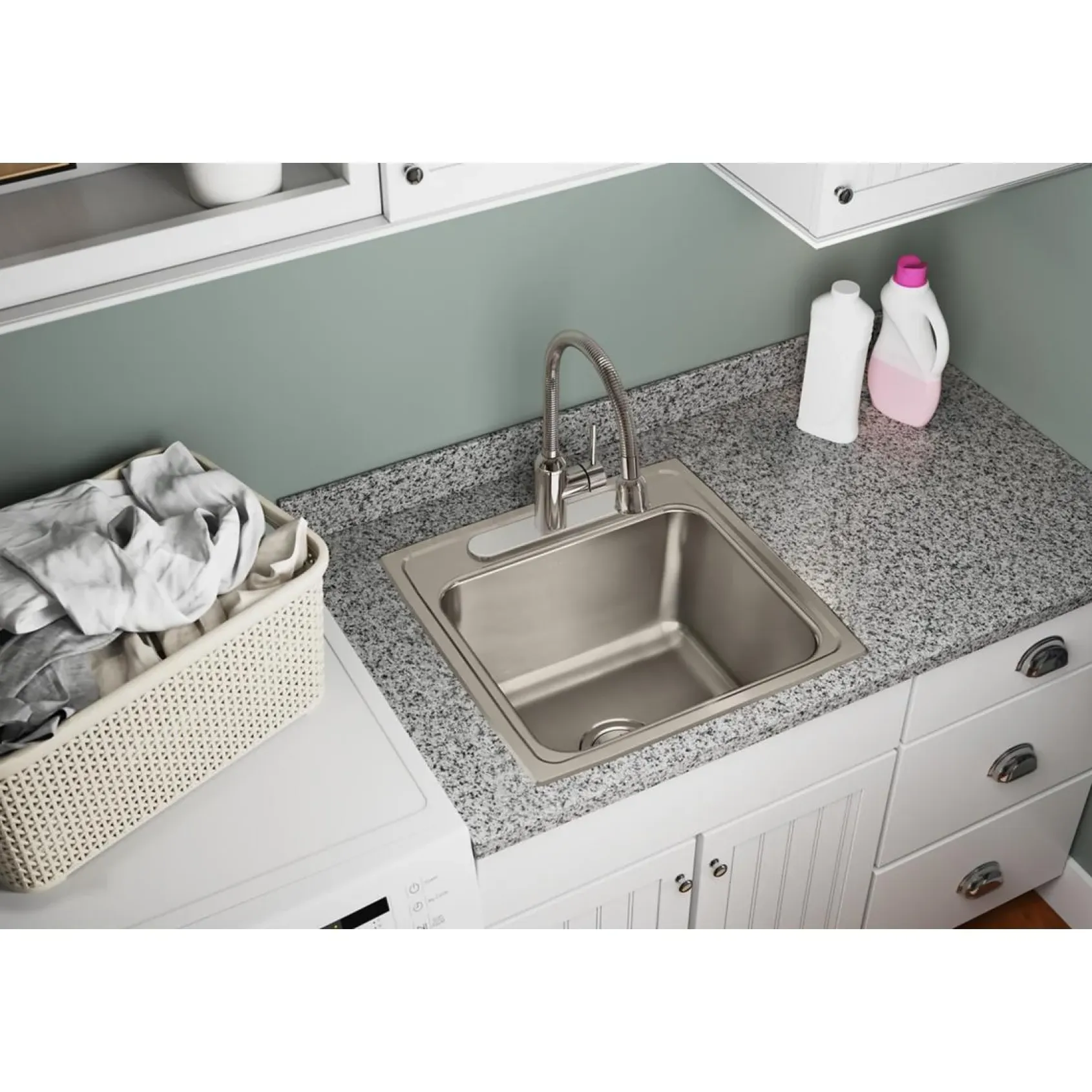 Elkay Lustertone 20" Stainless Steel Laundry Sink, Lustrous Satin, 1 Faucet Hole, DLR1919101