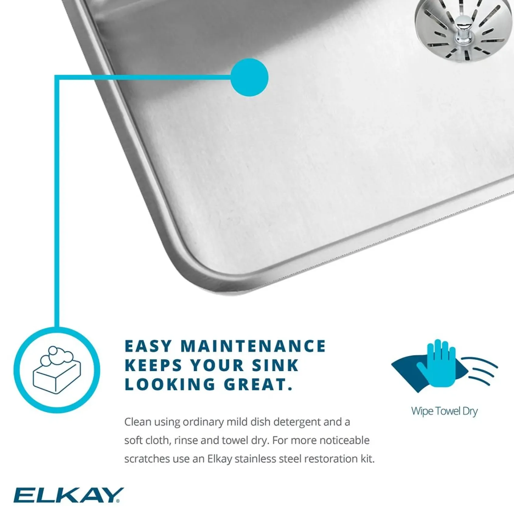 Elkay Lustertone 20" Stainless Steel Laundry Sink, Lustrous Satin, 1 Faucet Hole, DLR1919101