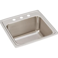 Elkay Lustertone 20" Stainless Steel Laundry Sink, Lustrous Satin, 3 Faucet Hole, DLR1919103